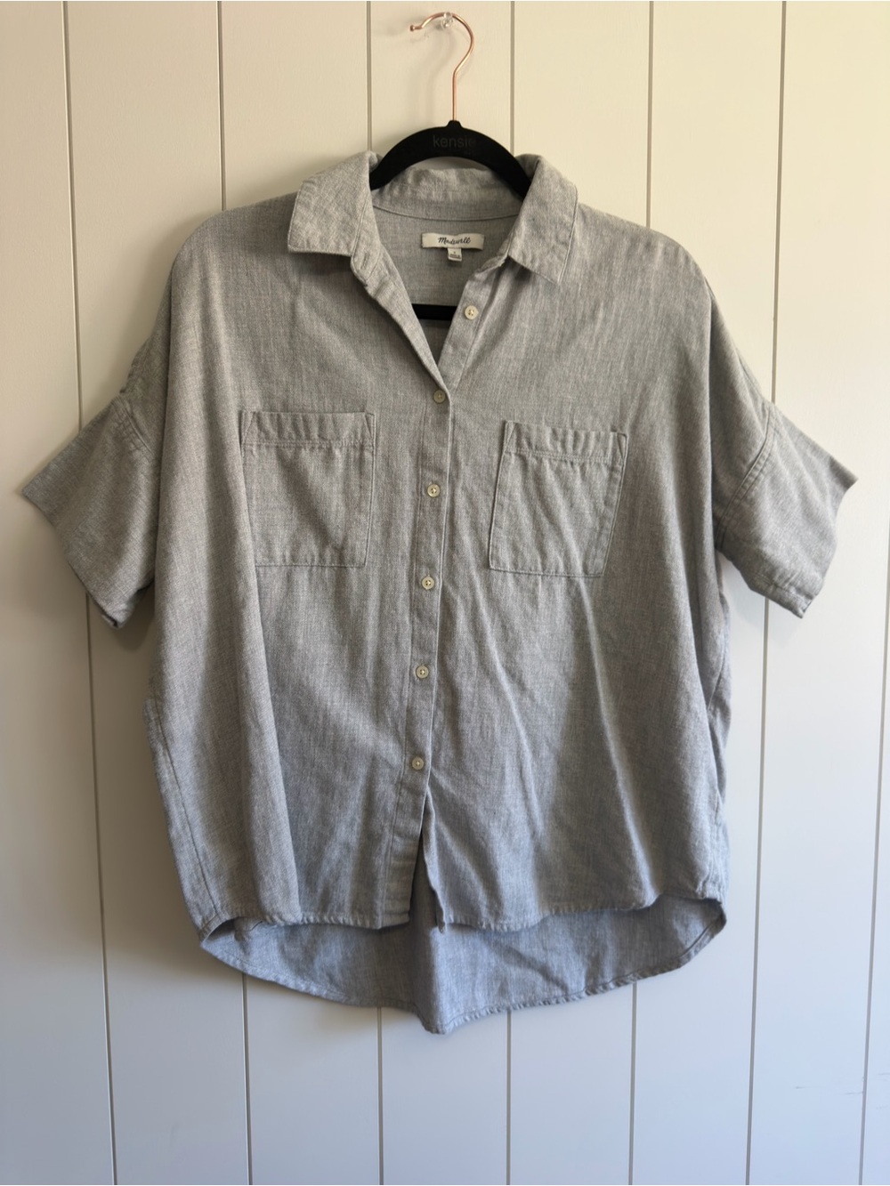 Madewell Light Gray Short-Sleeve Button-Down Shirt